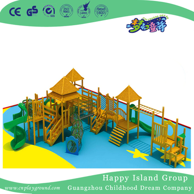 Kindergarten Outdoor Holzrutsche Kombination Spielplatz für Kinder spielen (HF-17201)