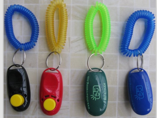 Pet Dog Metal clicker Big Button Dog Training Clickers with Plastic Wrist Band