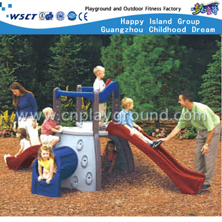 Petit jeu en plastique extérieur de jeu joue le terrain de jeu superbe de glissière d'enfant en bas âge (M11-09306)