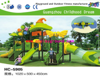 便宜的绿色帽子顶的儿童室外滑梯 （HA-05905）