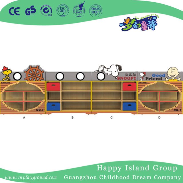  Unidad de gabinete Snoopy de madera preescolar de dibujos animados niños (M11-08701)