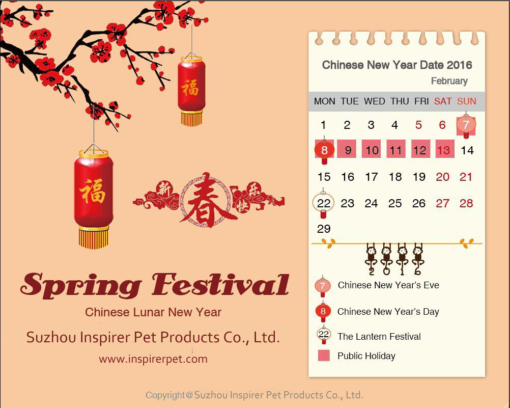 Spring Festival Schedule- from Inspirer Pet