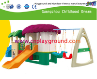 Equipo de tobogán de plástico para niños pequeños al aire libre con juegos de columpios (M11-09203)