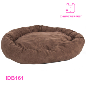 Large Bagel Dog Bed Faux Suede