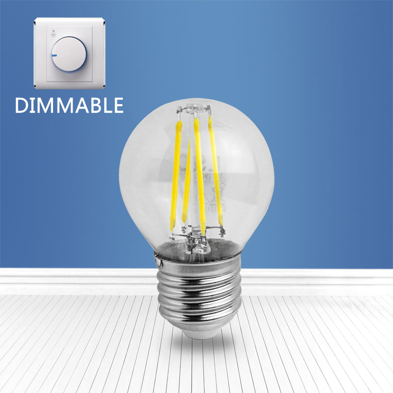 dimmable filament glass bulb G45 4W