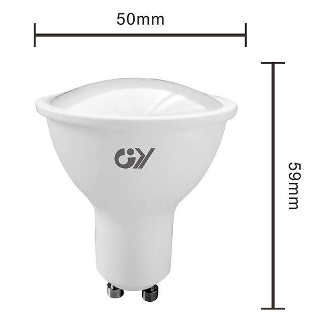 GY GU10 7W LED Bulbs(75 Watt Equivalent), Dimmable, 600 Lumens, Flicker-Free Spotlight, 230V, 120° Beam Angle, Stepless Dimming By Dimmer (Warm Light)