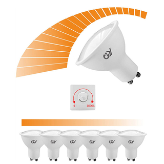 GY GU10 7W LED Bulbs(75 Watt Equivalent), Dimmable, 600 Lumens, Flicker-Free Spotlight, 230V, 120° Beam Angle, Stepless Dimming By Dimmer (Warm Light)