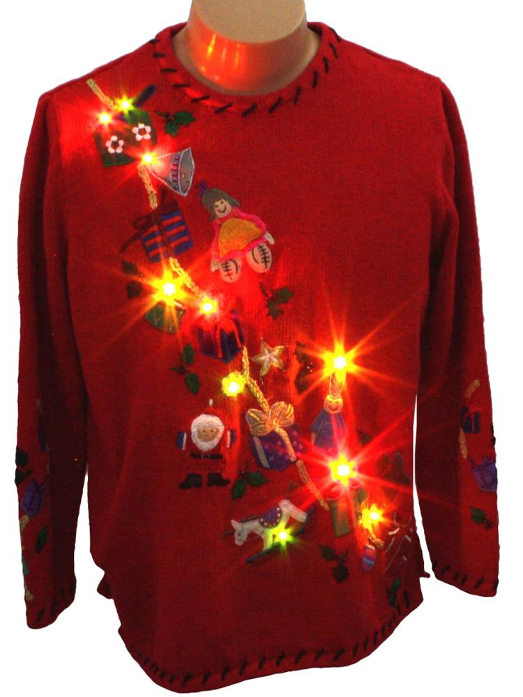 14STC8053 knit ugly christmas sweater with light