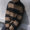 P18B123BE men holiday fashion wool striped turtle neck loose fit baggy pullover sweater