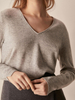 P18B020BW V-neck long sleeves women's cashmere sweater jumper for lady,solid color, straight fit