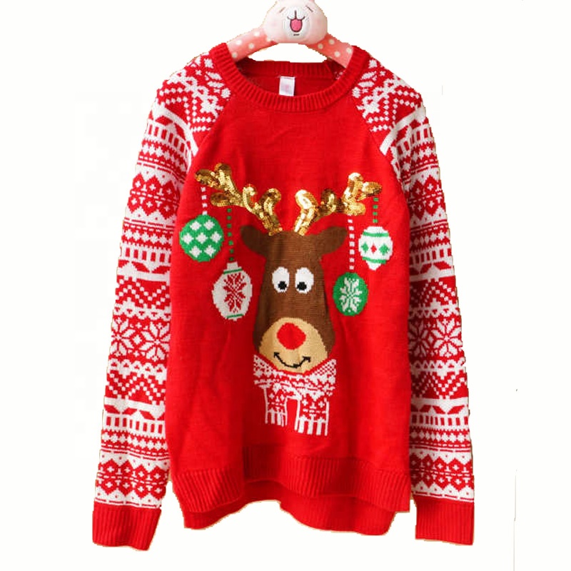 Unisex adults hotsale reindeer sweaters acrylic ugly christmas jumpers