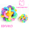 Pet Dog Cat Rainbow Color Rubber Bell Ball Toy
