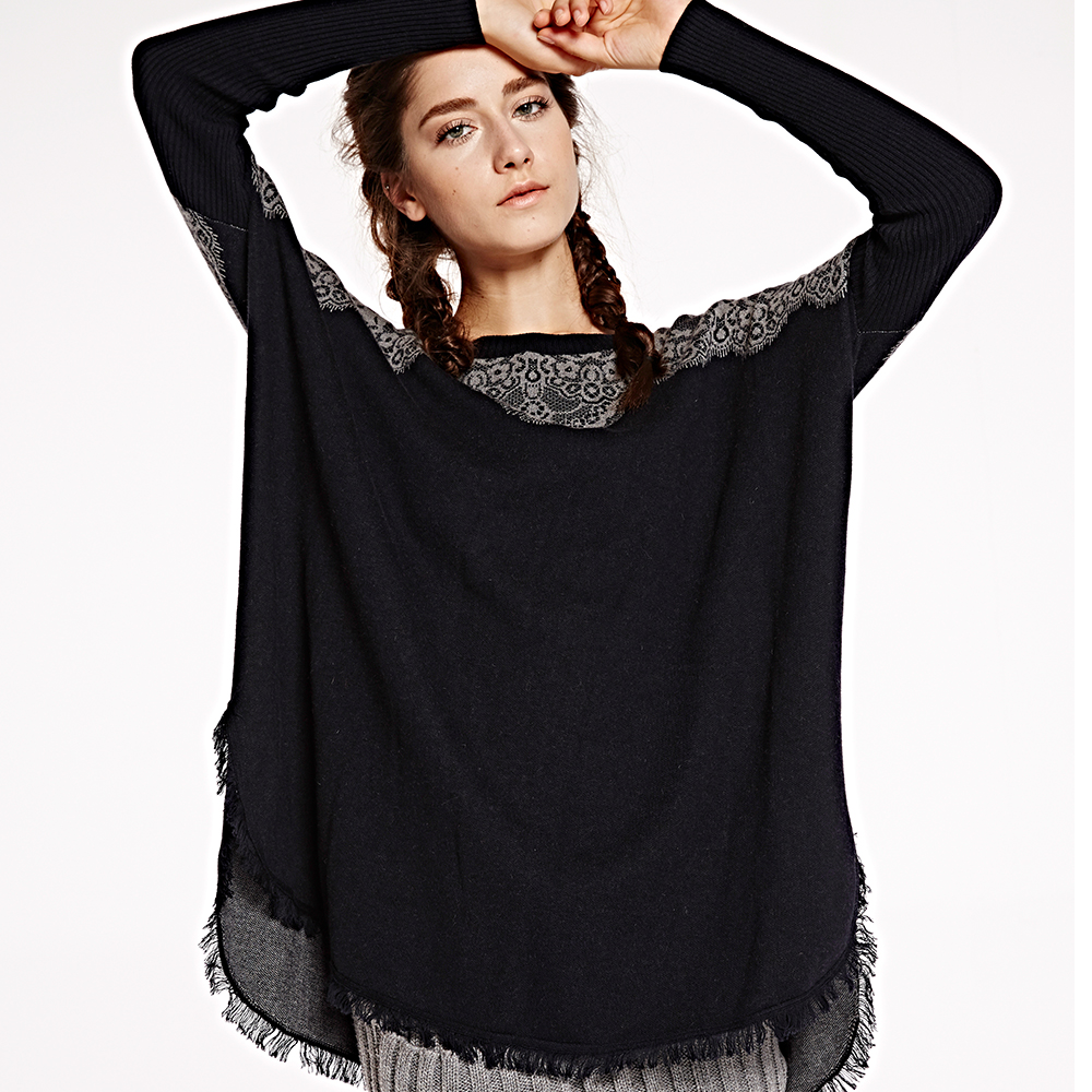 PK17B034F Simple Printed Women Cashmere Pullover
