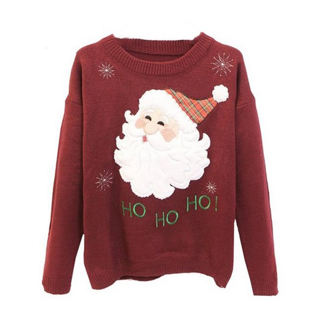 18CS0007 2018 Girl's Santa Face Funny Christmas Sweater