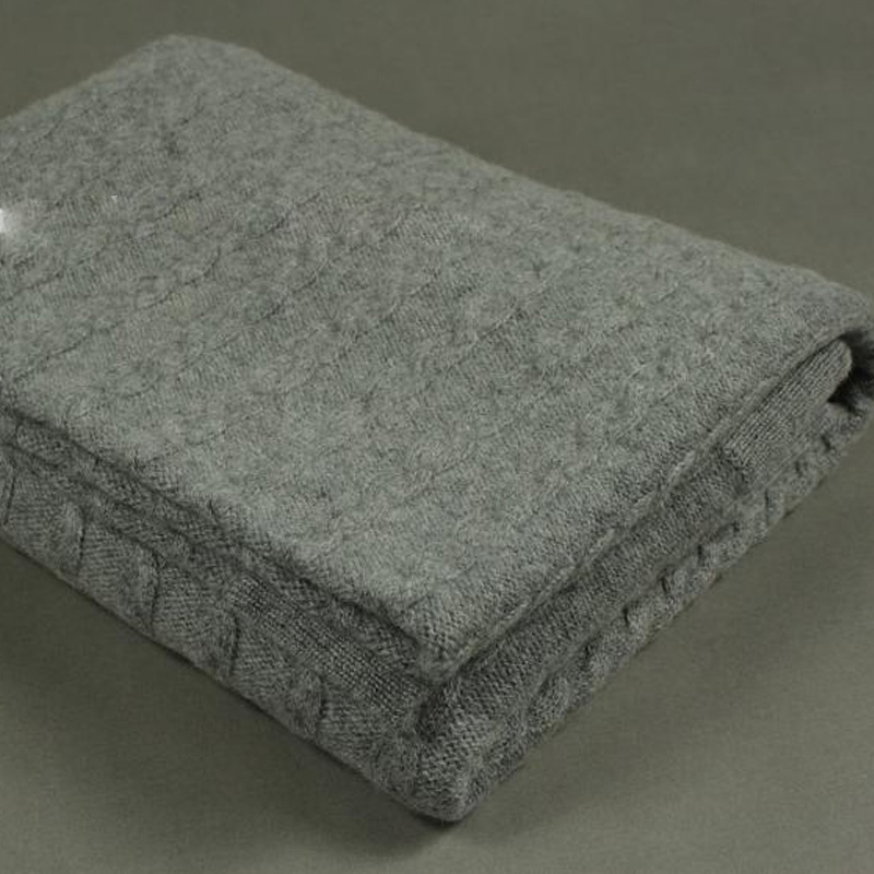 Winter cable design hotsale pure cashmere blanket throw