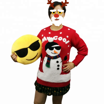 Women style holiday lovely pom pom christmas sweater