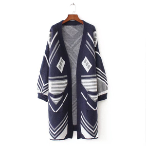 2019SSWomen's Wool Cashmere Knit Blank Sweater Long Sleeve Cardigan With Pocket