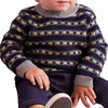 P18B029BE kids winter knitted cotton cashmere striped jacquard design long sleeve pullover sweater