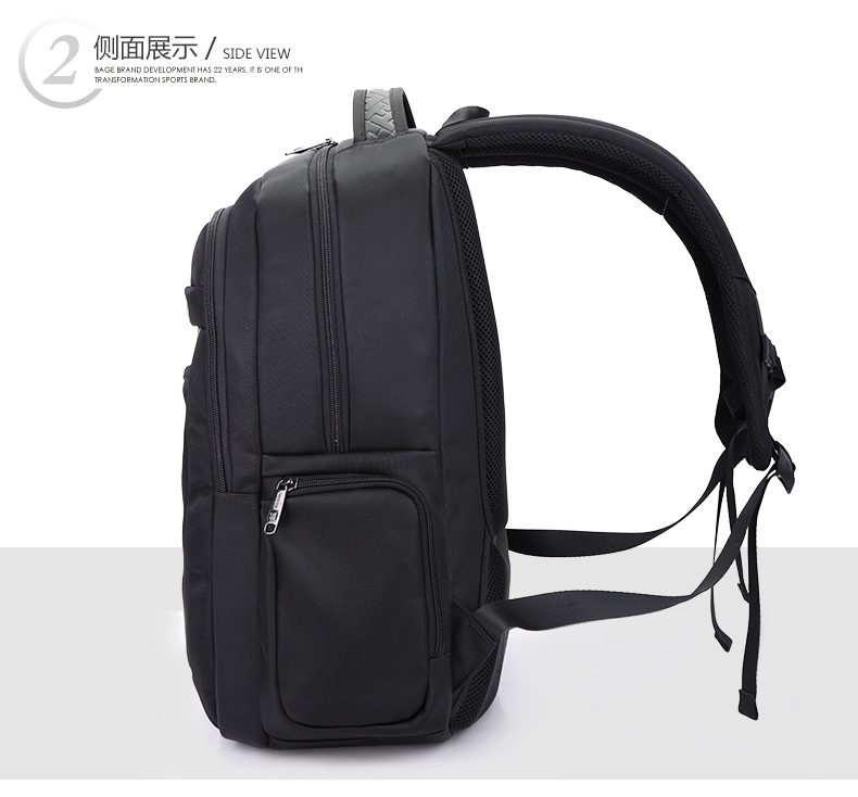 Waterproof Plain Black School Backpack