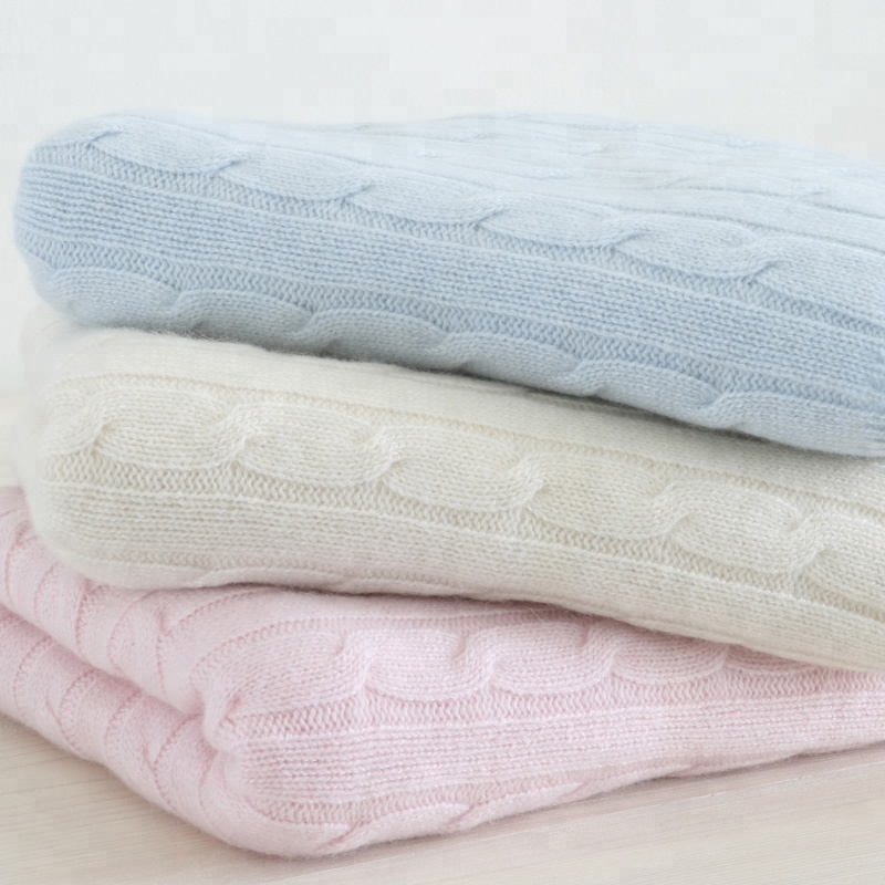 Wholesale hot warm super soft knitted cashmere blanket
