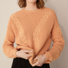 P18B021BW cashmere cotton women's cable knit sweater