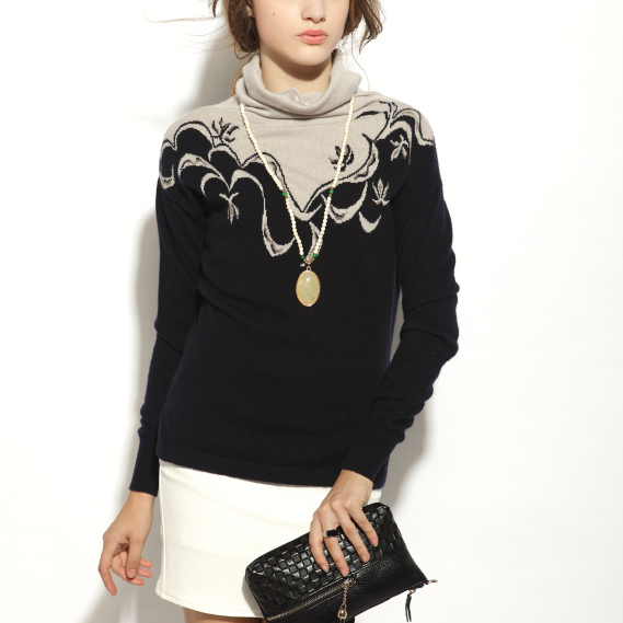 17PKCS149 2017 Knit Wool Cashmere Knitted Lady Sweater