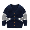 P18B032BE kids spring autumn knitted cotton cashmere contract color design button cardigan sweater