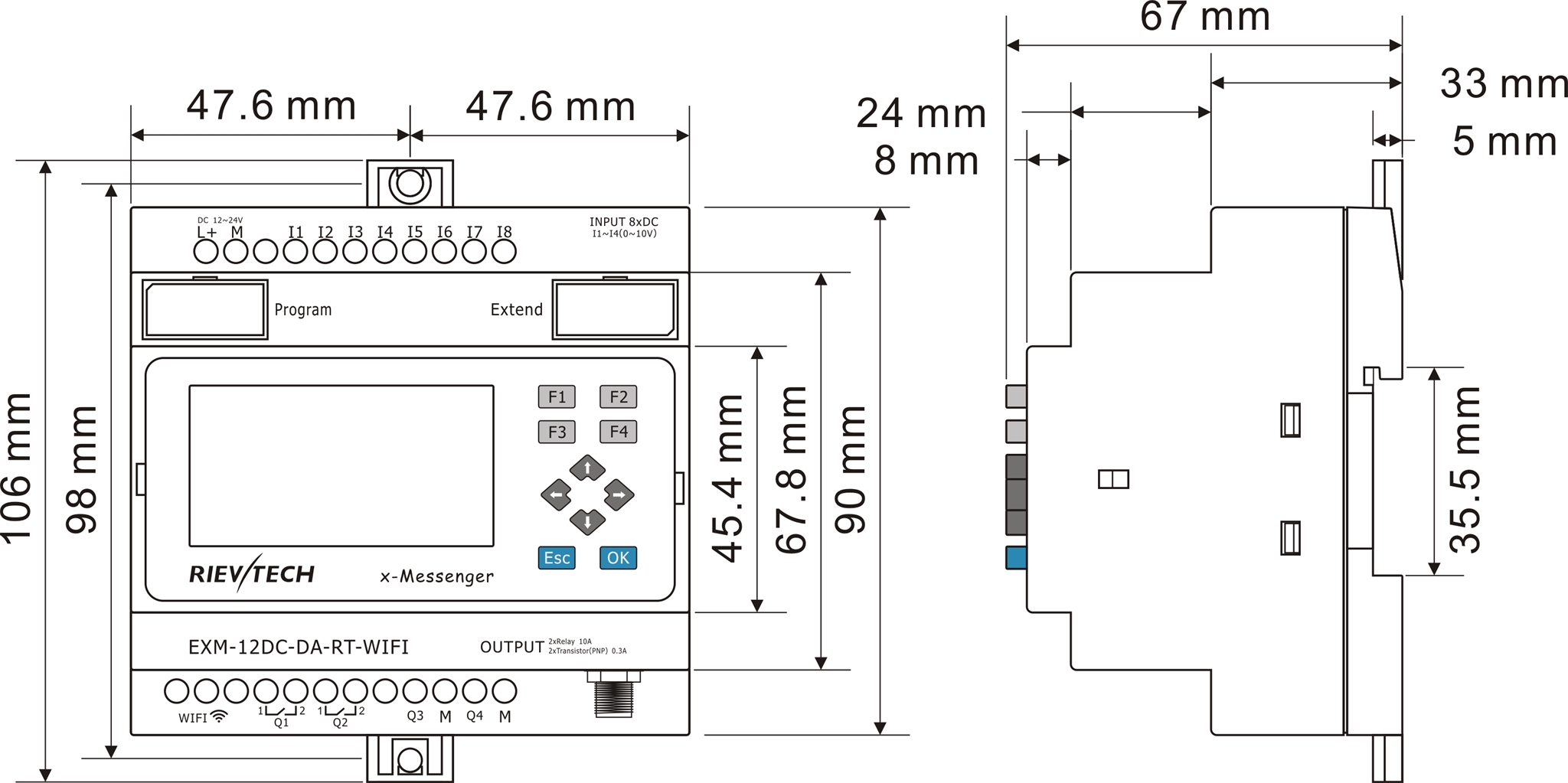 聚焦一览: Ø集成了4频GSM 850/900/1800/1900模块,全球通用 Ø GPRS, SMS、和拨打电话控制 Ø通过手机发送短消息修改程序中的一些参数 Ø自动登录到GSM/GPRS网络里 Ø不同的输入/输出配置可利用 - 6DI/2DO, 8DI/4DO -模拟输入(DC0… 10V、0/4.