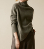 P18B07TR 100% cashmere high neck loose knitted lady pullover sweater