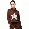 Women's autumn winter OEM wool or cashmere knitted stars jacquard hoodie pullover sweater