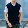 P18B198BE men winter warm cashmere V neck contract color fashion outfit knitted vest