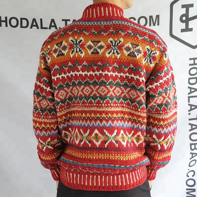 P18B169BE Men Winter Latest Fashion Colorful Jacquard Turtleneck Christmas Sweater