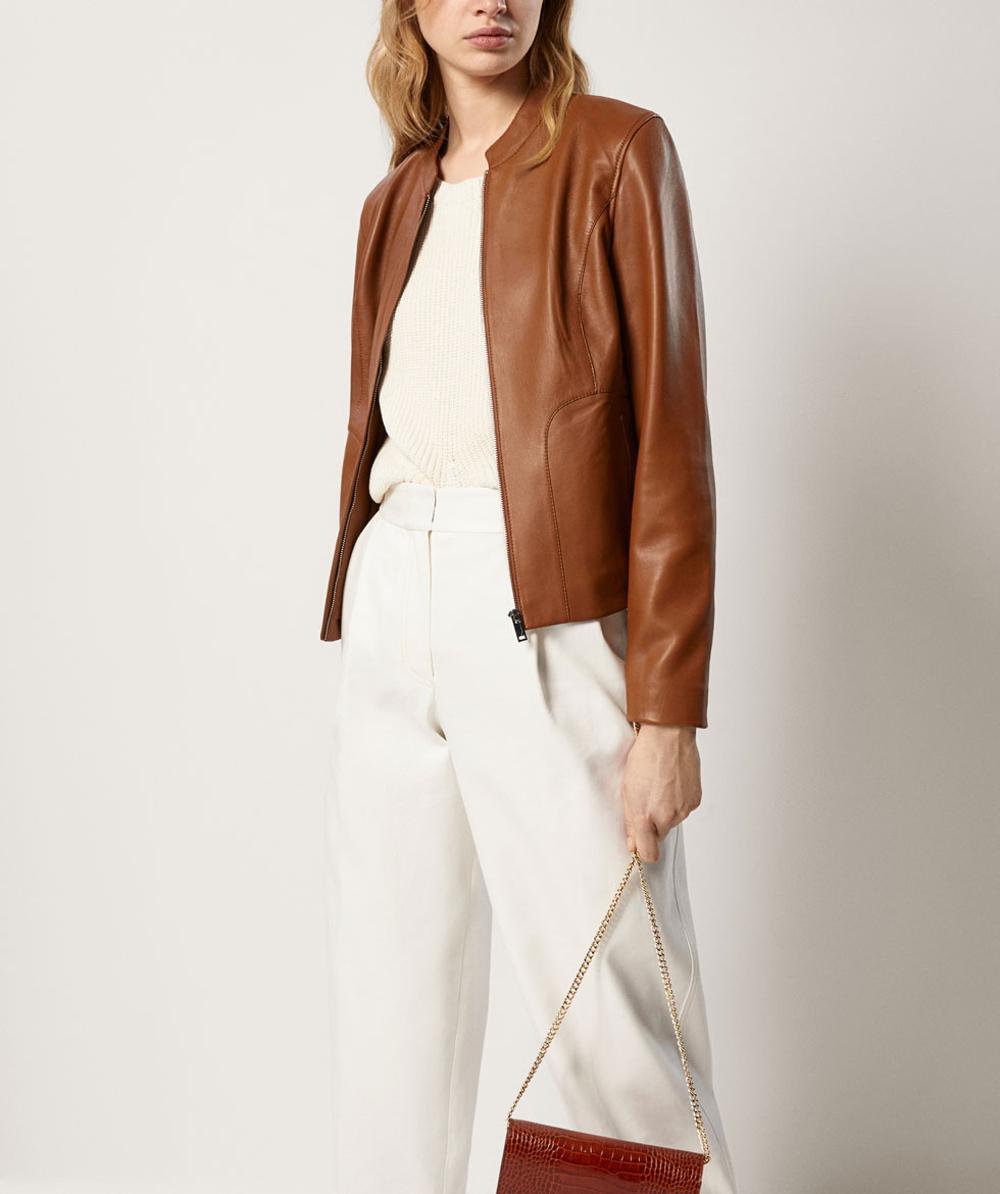 P18E037BW Fashion Lamb Nappa Brown women Leather Jacket, High Quality Leather Jacket,Lamb