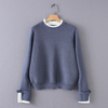 2019SS ladies wool cashmere knitted jumpers sweater patchworks on collar sleeve