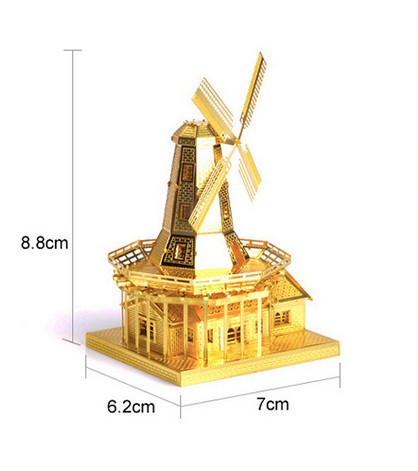 Fascinations golden Metal Earth 3D metal etching Cut Model dutch windmill - xk903