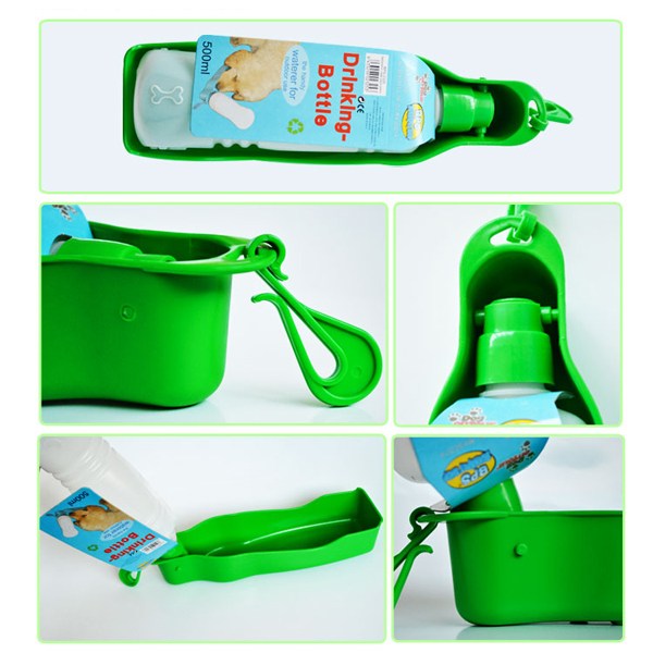 500ML Pet Dog Cat Outdoor Portable Drinking Bottle Bowl