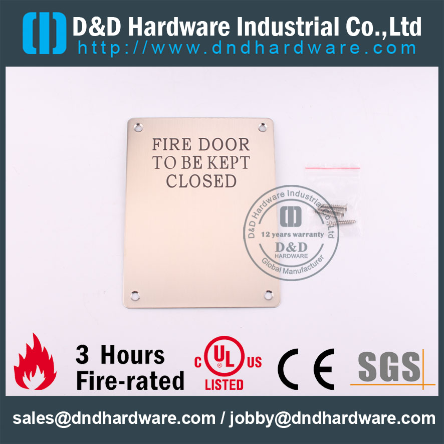 SS304 Placa de firmas cuadrada para puertas cortafuego 130x170mm para puertas resistentes al fuego - DDSP010