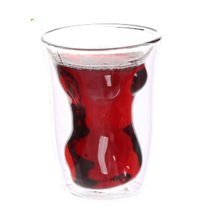 body curved double wall glass cups