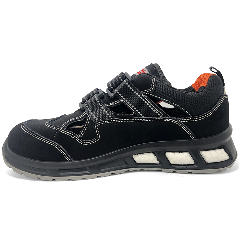 Black Leather Oil Slip Resistant Summer Sport Safety Shoes Composite Toe