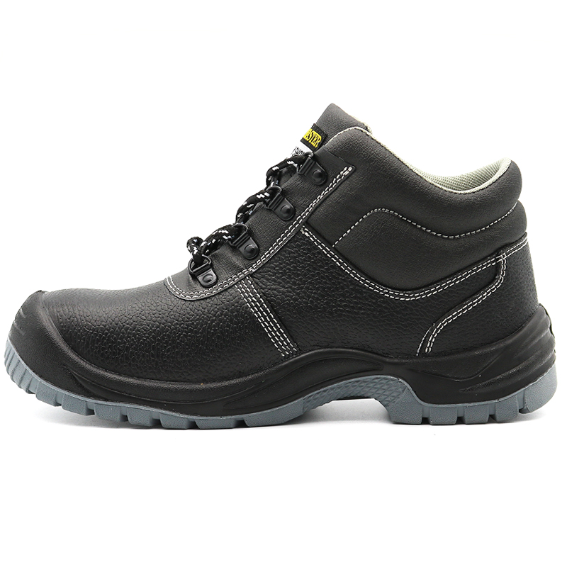 Black Leather Anti Slip Labor Protection Industrial Safety Shoes Steel Toe