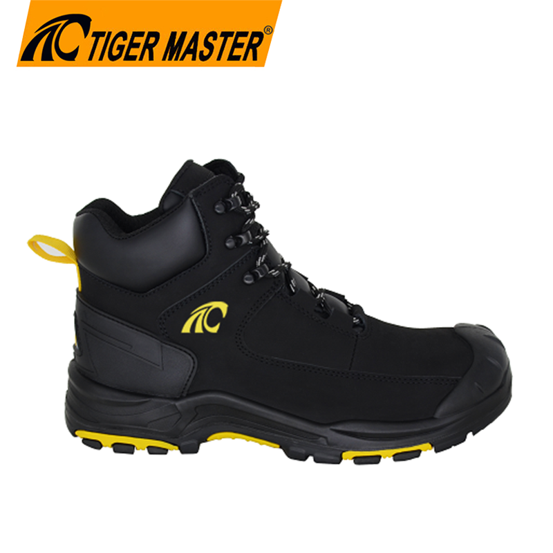 Cow Nubuck leather rubber sole oil industrial safety shoes boots for men Buy safety boots for