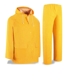 Two Pieces Oil Resistant PVC Polyester Waterproof Rainsuit 