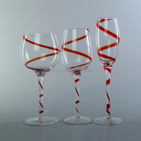 set of 3 vintage crystal long-stem glass wine cup for wedding 