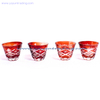 Japanese Edo Kiriko Amber Color Mini Glass Tea Cup Tea Or Glass Bowl