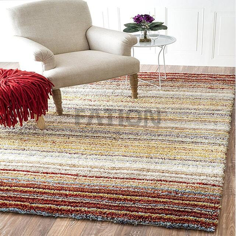 5'×8' Polyester Red Multi Shaggy Carpet Home Area Rug
