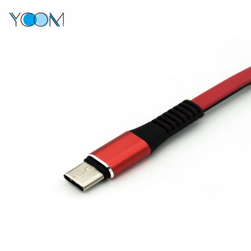 Cable USB de doble cara para el tipo C con forma de fideos