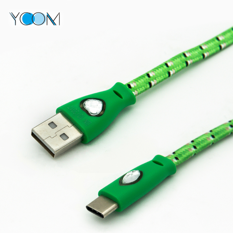 Cable USB de carga para el tipo C con luz LED
