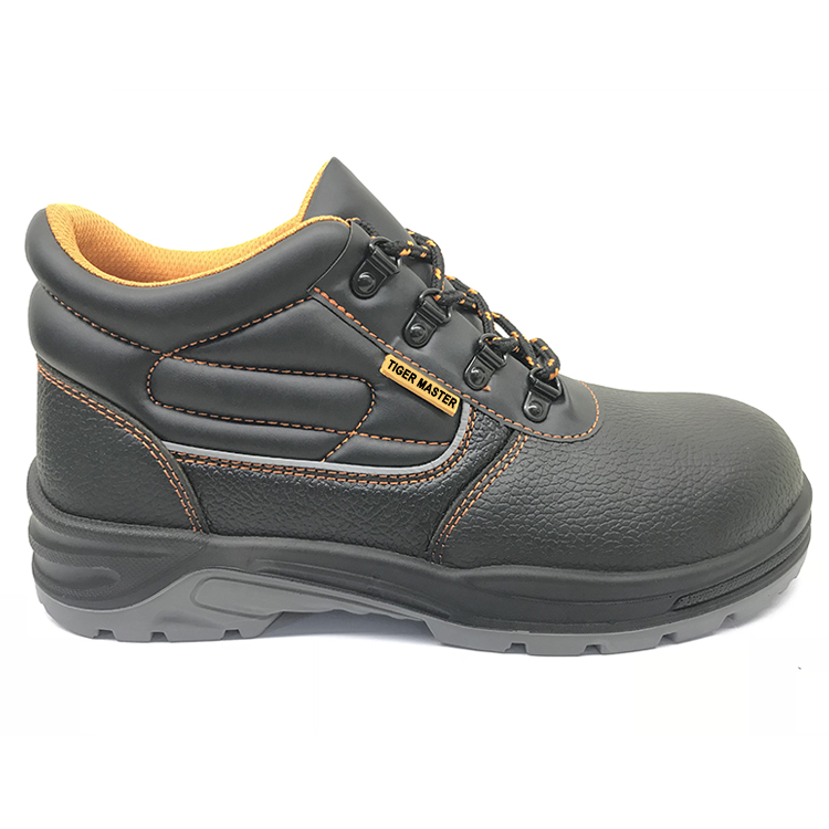 ENS012 black leather steel toe working safety shoes for work men