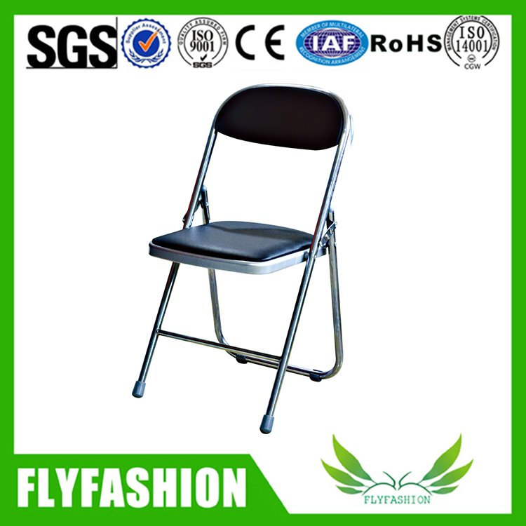 Simple Coated Frame Folded Open Back Upholstered Seat Office Chair Black(OC-138)