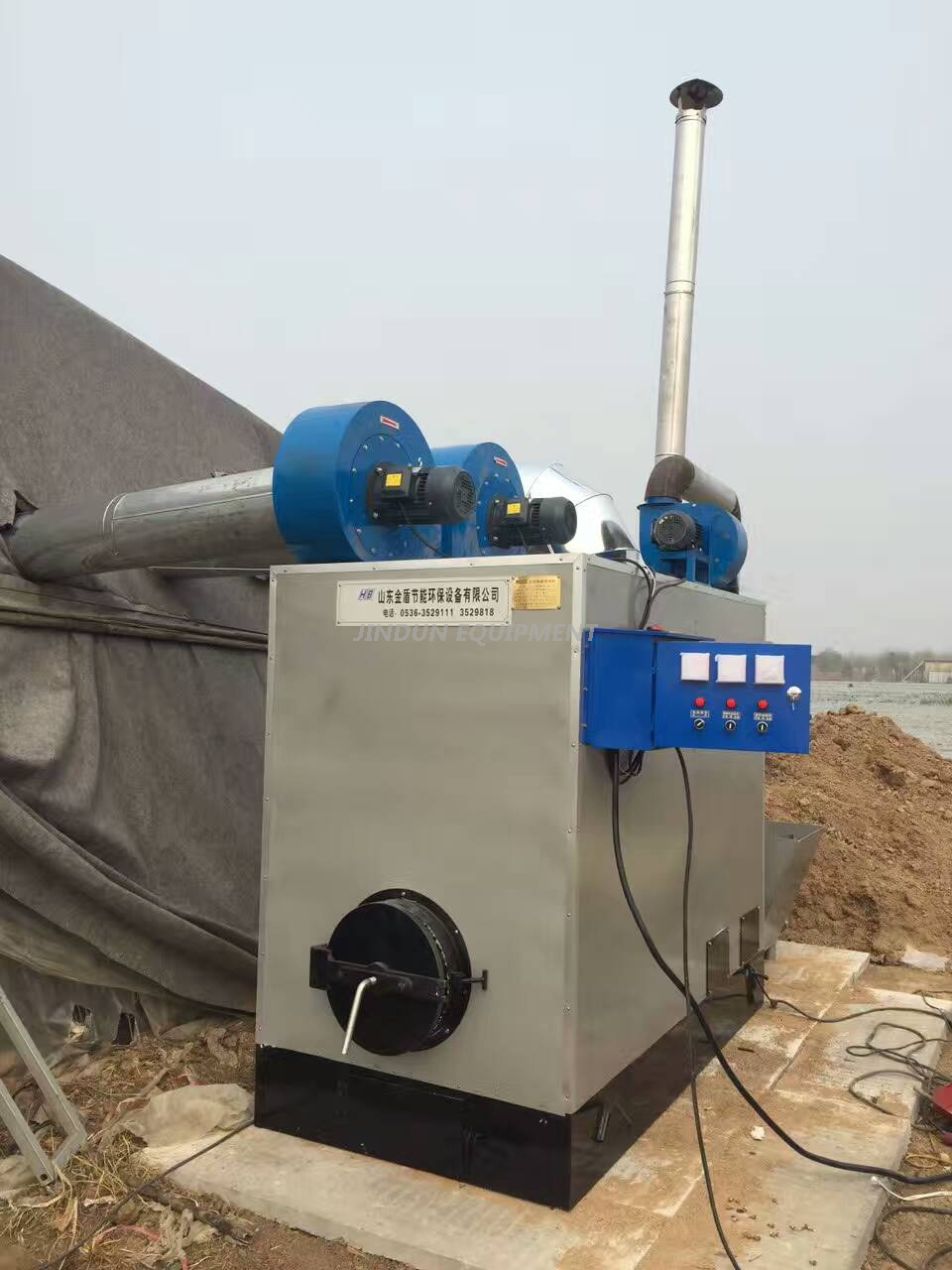 Coal burning Air heater for duck house climate solution and temperature control